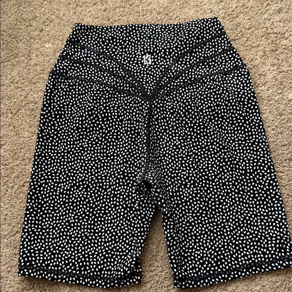 BuffBunny Black and White Dot High-Rise Bike Shorts - Picture 2 of 4